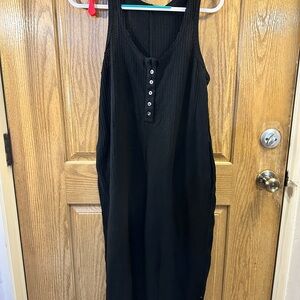 Black Sleeveless Button-Down romper